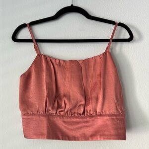 Lulu’s Luxe'd Out Rusty Rose Satin Cropped Tank Top
